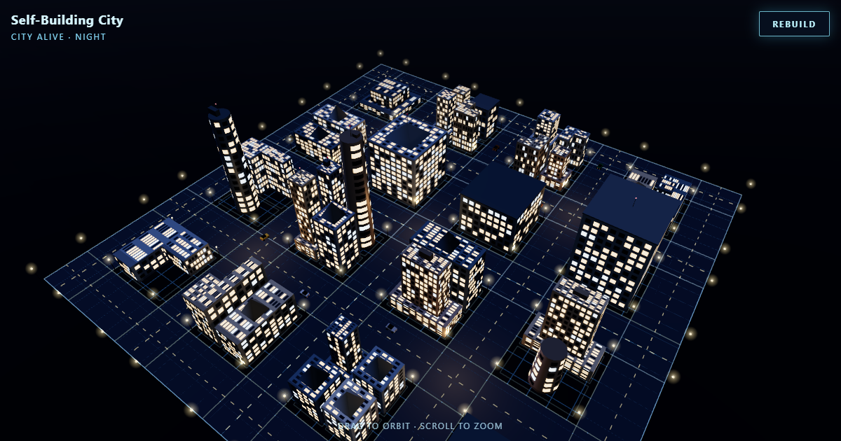 Grok 4.7's self-building city, as captured