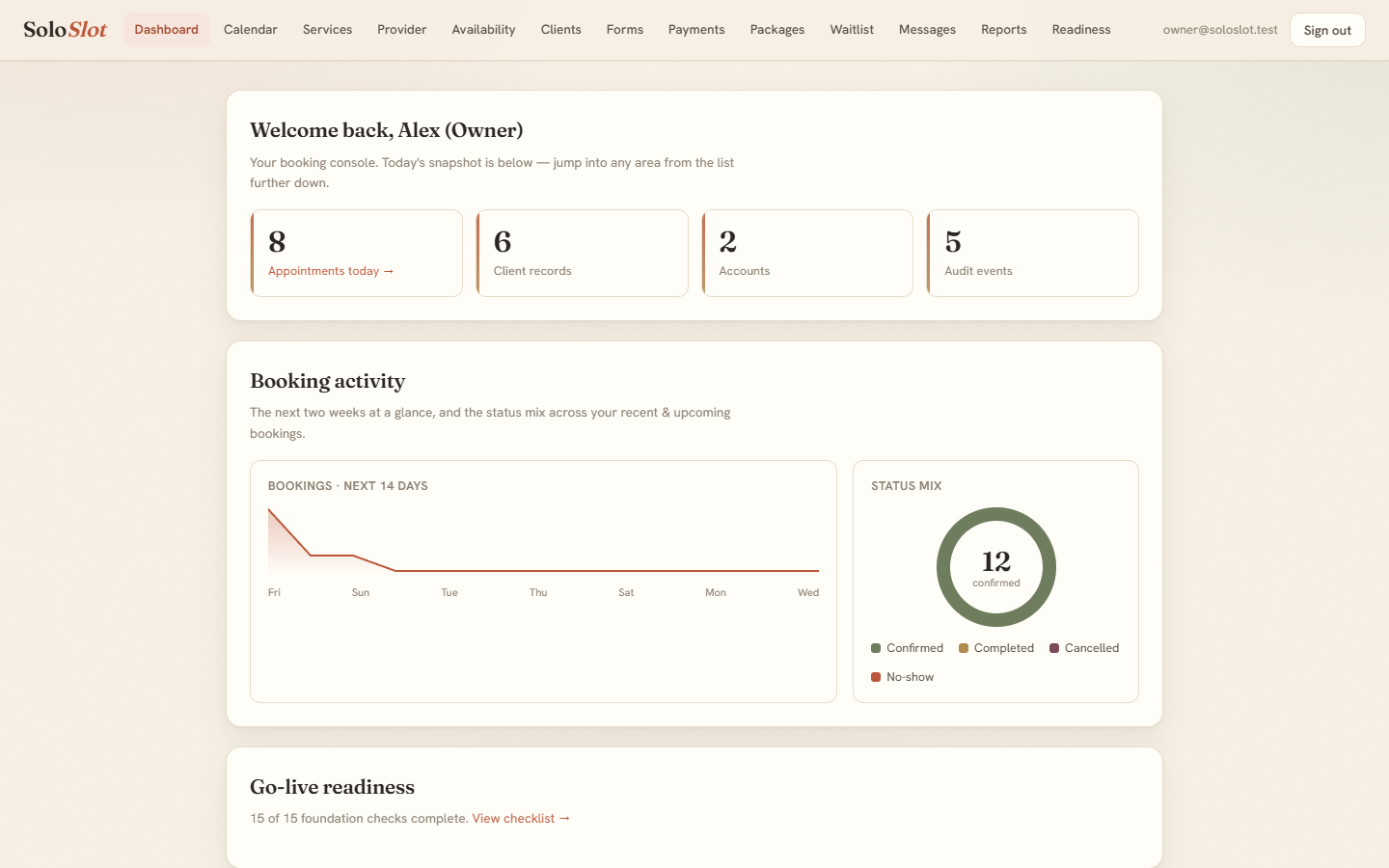Solo practitioner — live demo