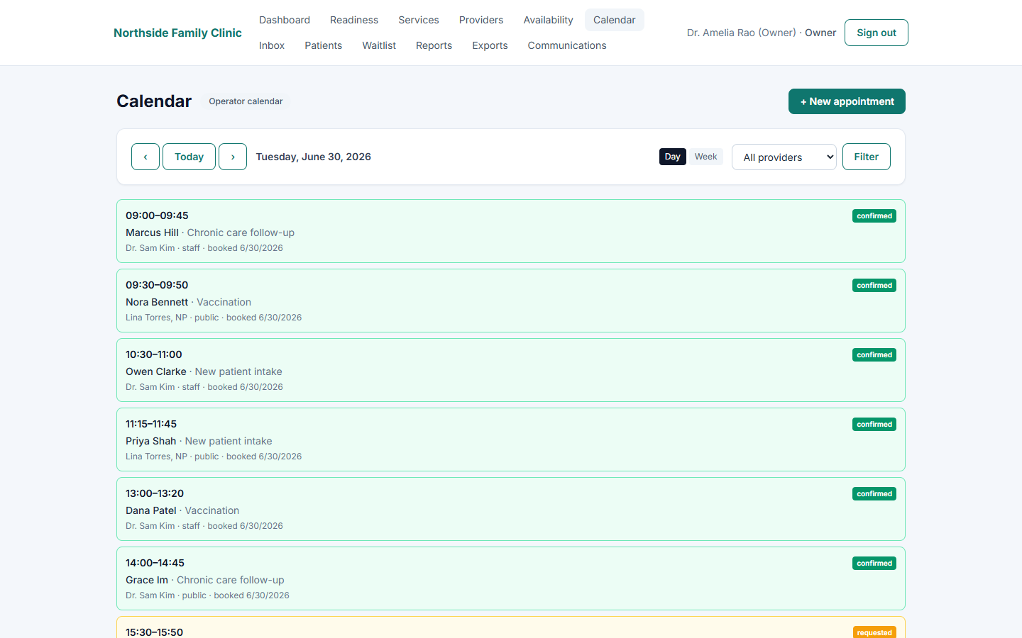 Family clinic — live demo