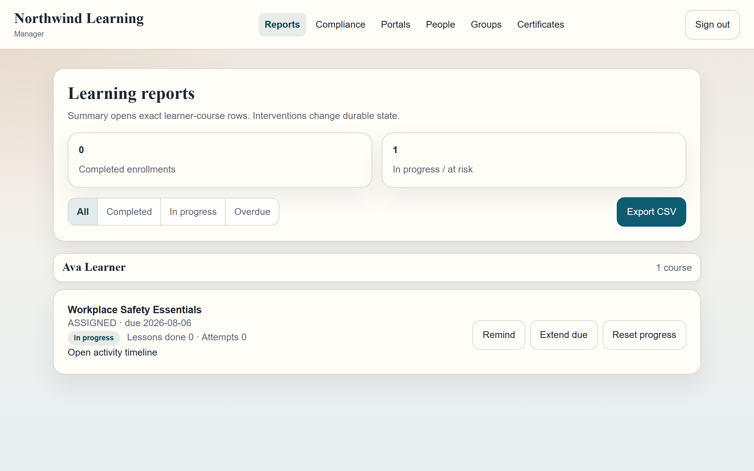 Northwind Learning — live demo