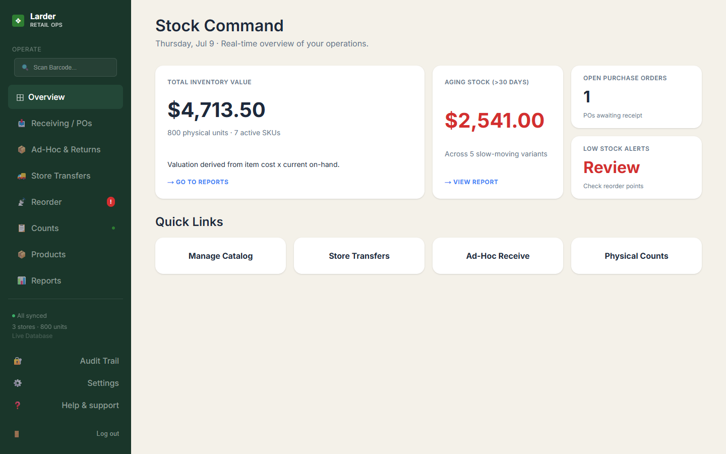 Larder — live demo