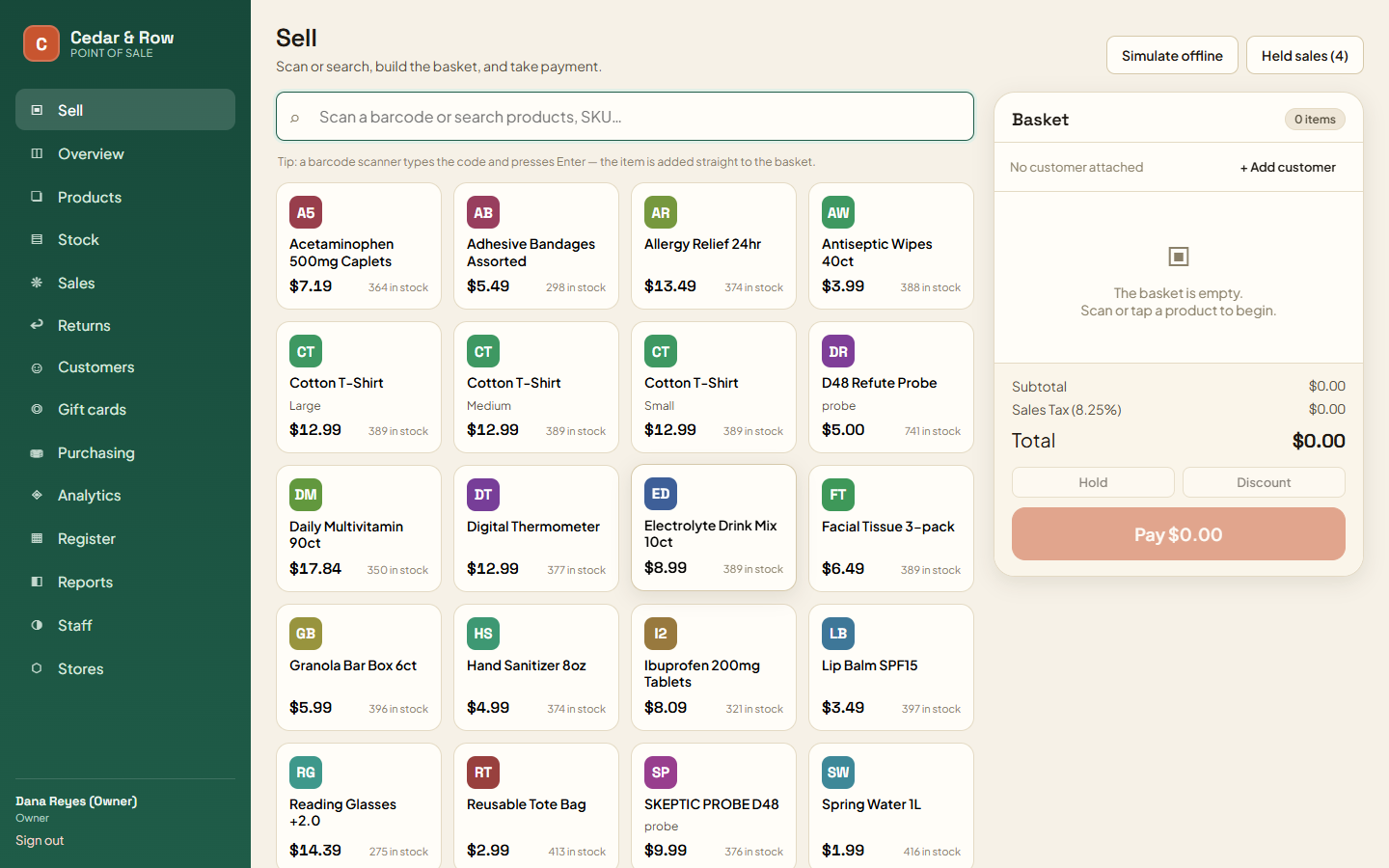 Cedar & Row — live demo